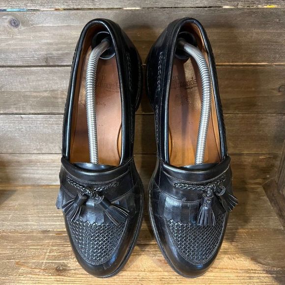 Mens Allen Edmonds Cody Black Tasseled Leather‎ Slip On Shoes Loafers Size 9.5 E main image 5